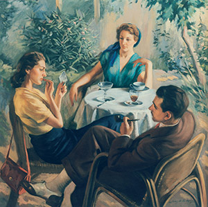 Figuras en un jardín (aprox. 1953)